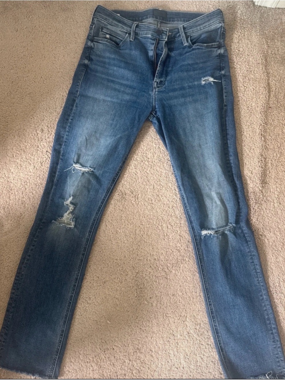 MOTHER Distressed Blue Denim Jeans